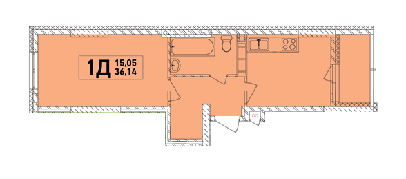 1-комнатная 36.14 м² в ЖК Lego House от застройщика, Киев