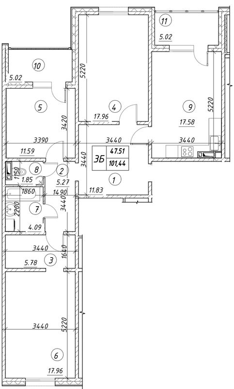 3-кімнатна 101.44 м² в ЖК Ревуцький від 18 500 грн/м², Київ