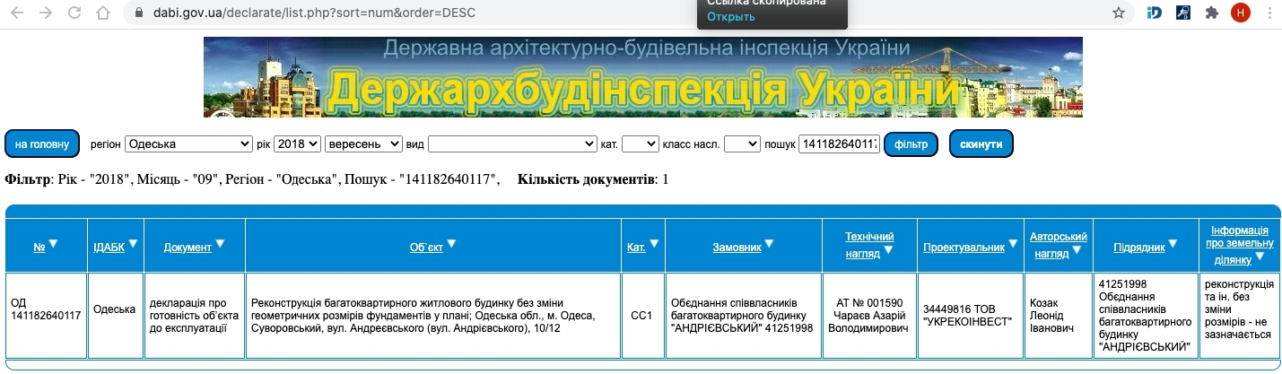 Сертифікат про готовність 2 дом, ЖК Андріївський