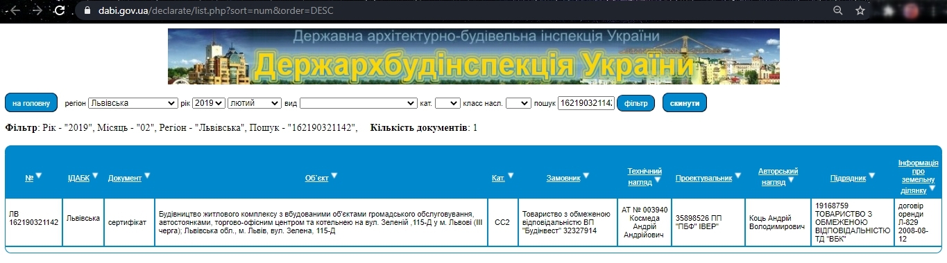 Сертификат о готовности Дом 1 (секция 5-7), ЖК Погулянка