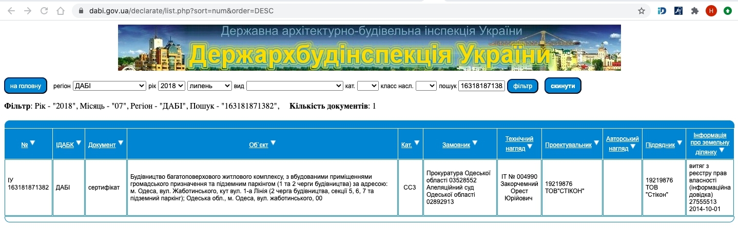 Сертифікат про готовність Дом 1 (секции 5-7), ЖК Дмитрівський