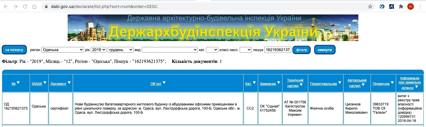 Сертифікат про готовність 1 дом (100Б), ЖК Континент