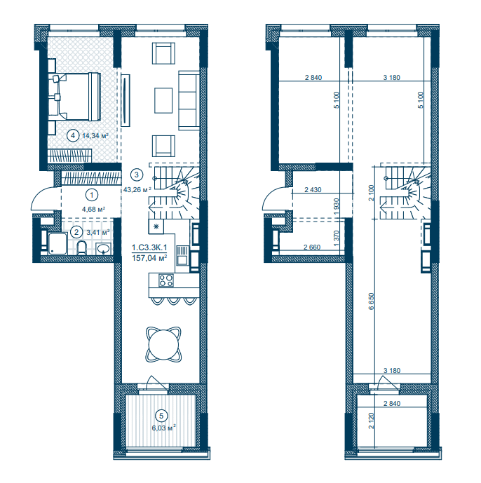 Двухуровневая 157.04 м² в ЖК Rusaniv Residence от 35 558 грн/м², Киев