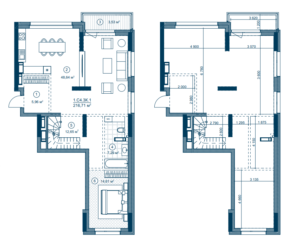Двухуровневая 216.71 м² в ЖК Rusaniv Residence от 39 386 грн/м², Киев