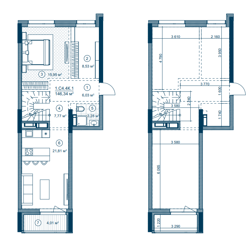Двухуровневая 146.34 м² в ЖК Rusaniv Residence от 39 386 грн/м², Киев