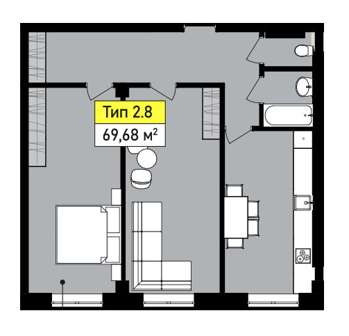 2-кімнатна 69.68 м² в ЖК Urban One SUMSKAYA від 36 300 грн/м², Харків