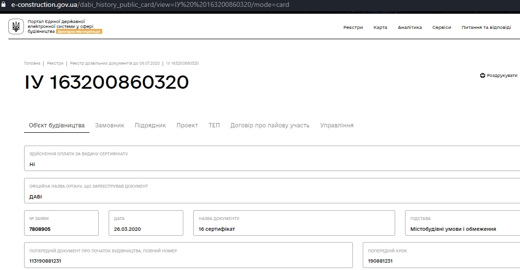 Сертифікат про готовність 3 дом (секции 3А, 3Б, 3В), ЖК Гідропарк