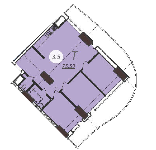 3-кімнатна 75.5 м² в ЖК Emporium Tower від 53 600 грн/м², Одеса