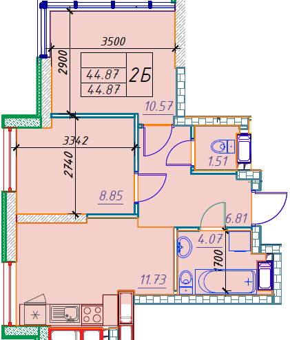 2-кімнатна 44.87 м² в ЖК Manhattan від 20 150 грн/м², Одеса