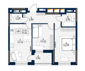 2-кімнатна 60.39 м² в ЖК POLARIS Home&Plaza від 24 793 грн/м², Київ