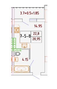 1-кімнатна 20.35 м² в ЖК Smart City від 21 000 грн/м², с. Крижанівка