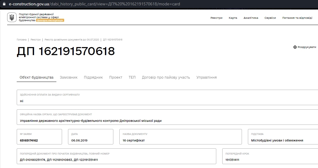 Сертификат о готовности 6 дом, ЖК Олимпийский