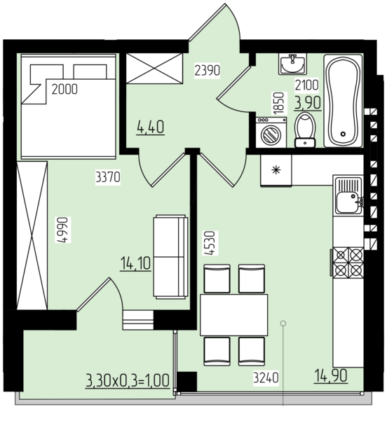 1-комнатная 38.3 м² в КД White and Wood от 20 700 грн/м², Черновцы