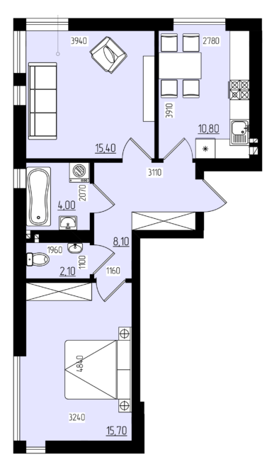 2-комнатная 56.1 м² в КД White and Wood от 33 950 грн/м², Черновцы