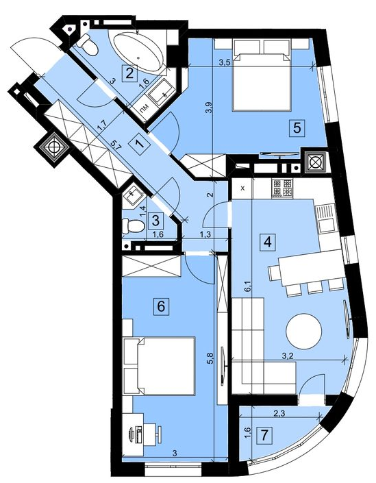 2-кімнатна 70.13 м² в ЖК Парус Riverside від 21 100 грн/м², Ужгород