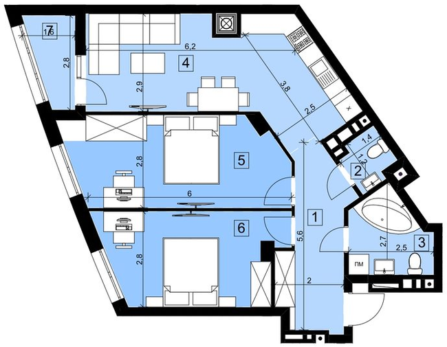 2-кімнатна 72.24 м² в ЖК Парус Riverside від 21 100 грн/м², Ужгород