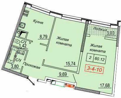 2-кімнатна 60.12 м² в ЖК Тридцять друга перлина від 30 900 грн/м², Одеса