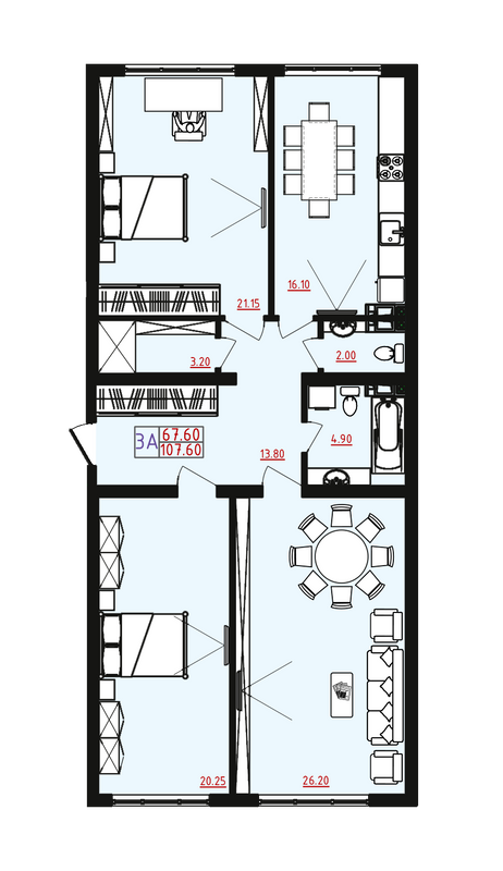 3-кімнатна 107.6 м² в ЖМ Острови від 17 000 грн/м², Одеса