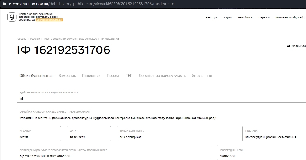 Сертификат о готовности 7 дом, ЖК Містечко Козацьке