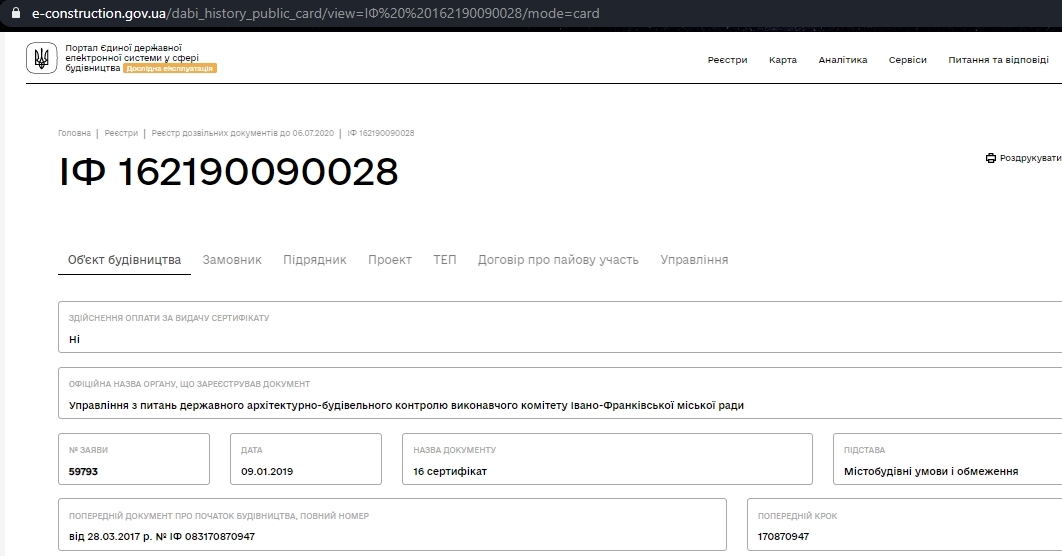 Сертификат о готовности 6 дом, ЖК Містечко Козацьке