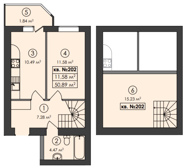 Двухуровневая 50.89 м² в ЖК Family-2 от 19 500 грн/м², с. Гатное