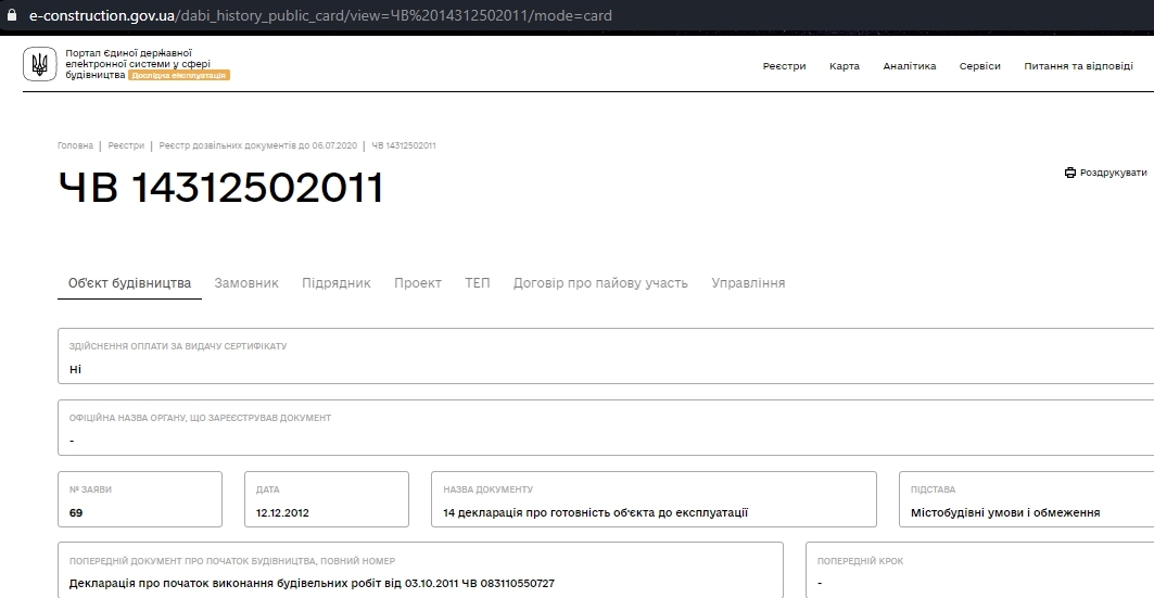 Сертифікат про готовність Секция 5, ЖК Водограй