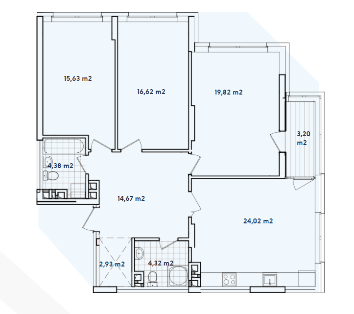 3-комнатная 105.59 м² в ЖК Варшавский-2 от 23 687 грн/м², Киев