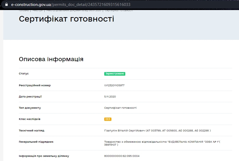Сертифікат про готовність Дом 2, ЖК Вигуровщина-20
