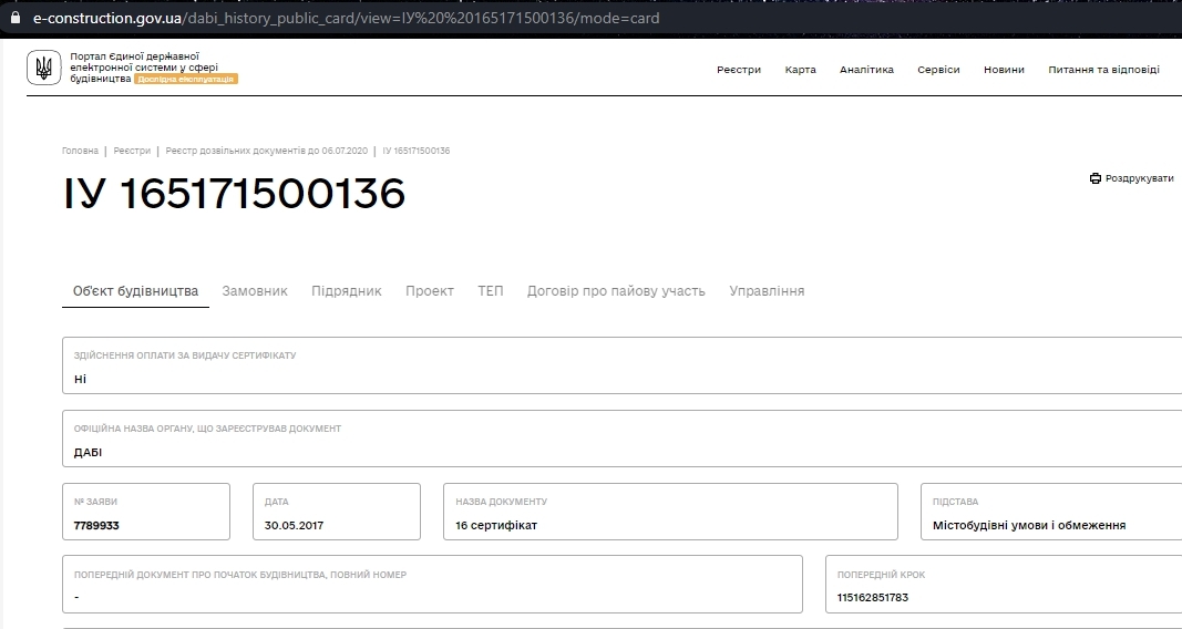 Сертификат о готовности Секция 7, ЖК Набережний квартал