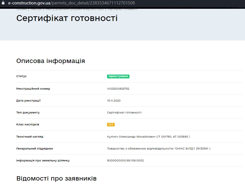Сертификат о готовности 2 секция, ЖК Караваевы Дачи