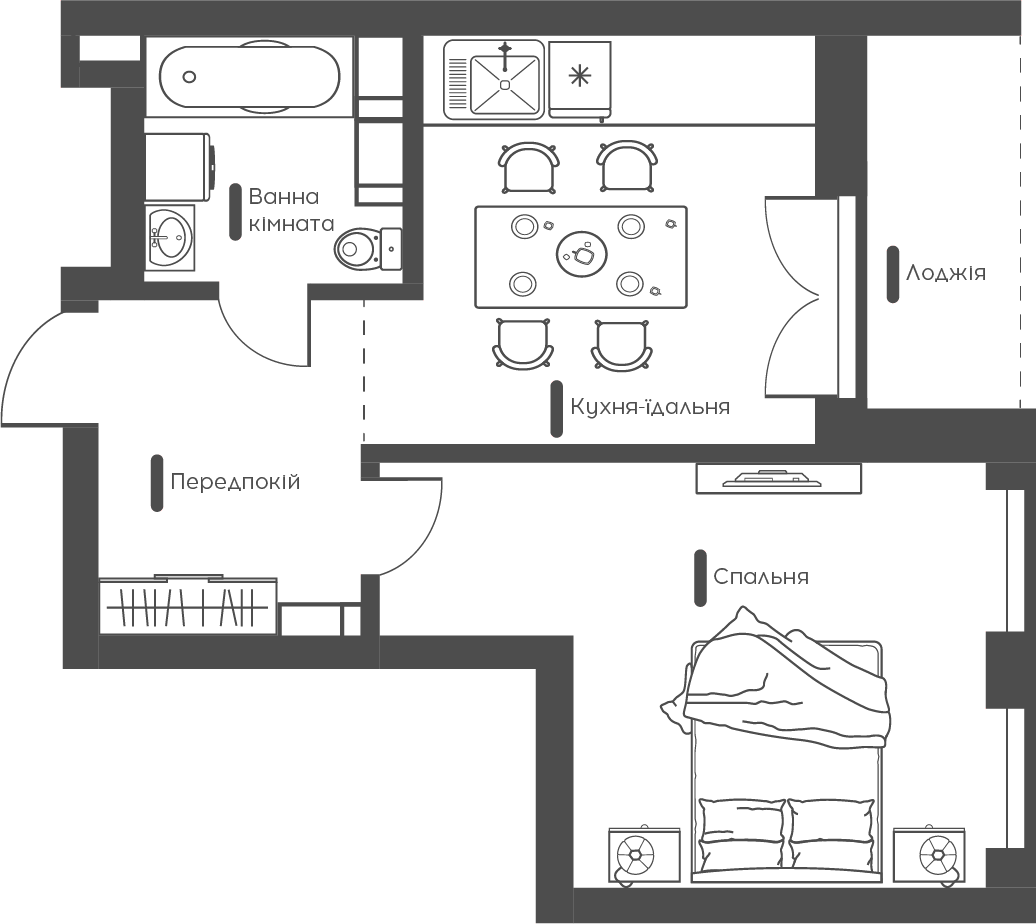 1-комнатная 40.53 м² в ЖК Happy House от 35 950 грн/м², Киев