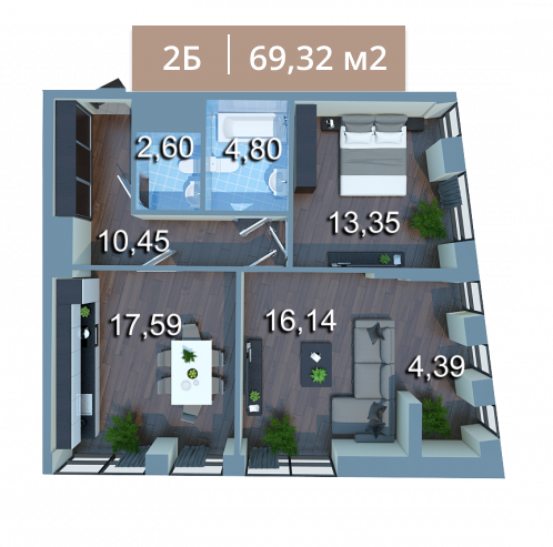 2-кімнатна 70.01 м² в ЖК Вежа на Ломоносова від 45 650 грн/м², Київ