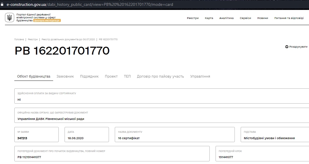 Сертифікат про готовність Дом, ЖК на вул. Транспортна, 10