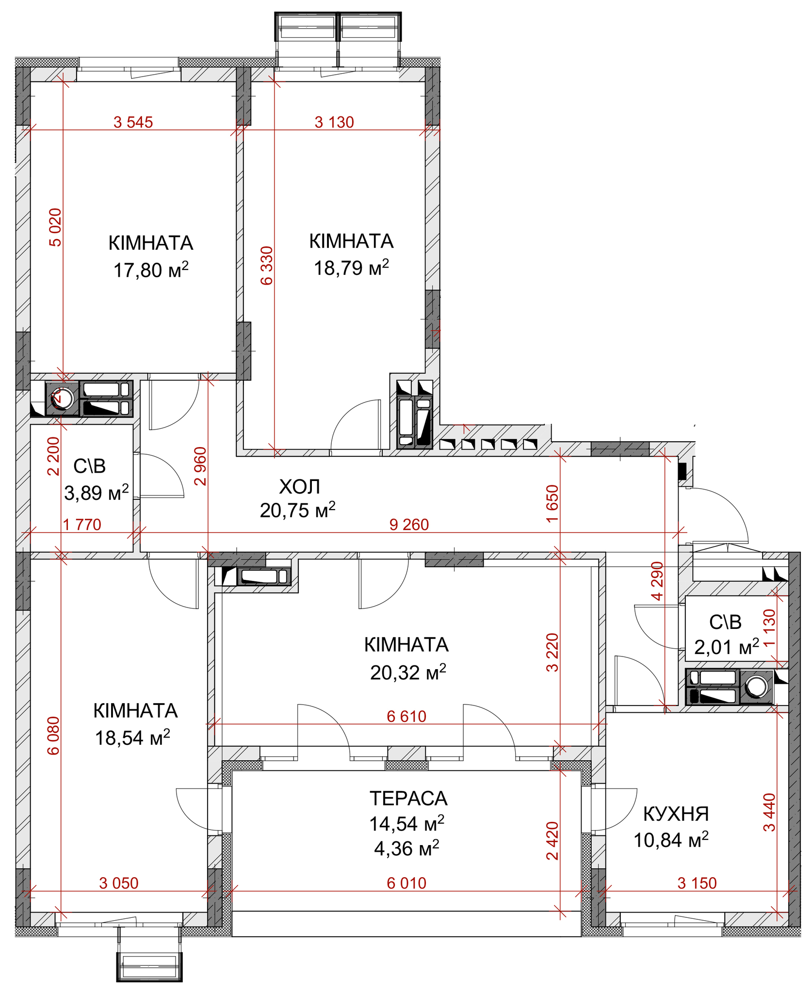 4-кімнатна 105.99 м² в ЖК Riverside від 26 000 грн/м², с. Погреби
