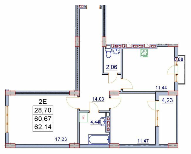 2-комнатная 62.14 м² в ЖК Вишневий от 12 000 грн/м², Ивано-Франковск