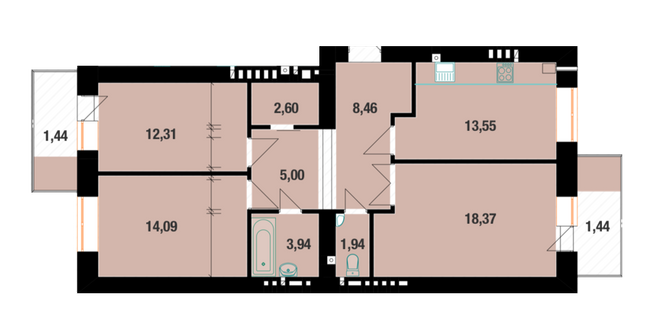 3-кімнатна 83.15 м² в ЖК Dream Town від забудовника, Івано-Франківськ
