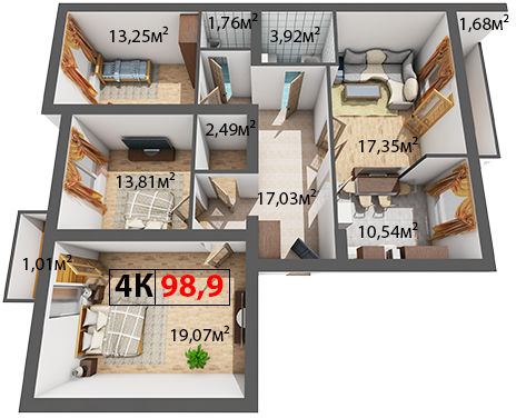 4-комнатная 98.9 м² в ЖК Галицкая Академия от 12 000 грн/м², Ивано-Франковск
