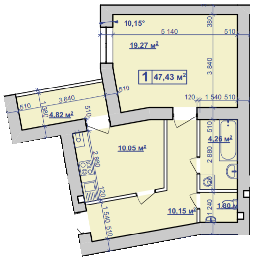 1-комнатная 47.43 м² в ЖК Парковий маєток от 9 600 грн/м², Ивано-Франковск
