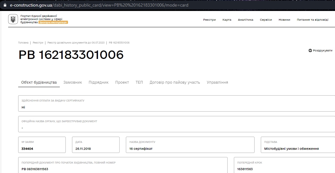 Сертифікат про готовність Дом, ЖК Перлина Полісся