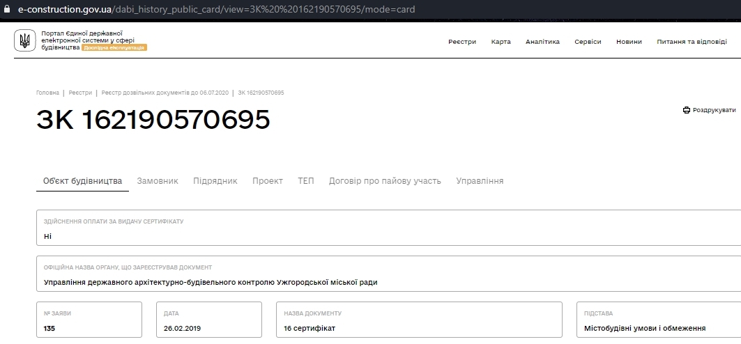 Сертифікат про готовність Дом, ЖК Снігурського