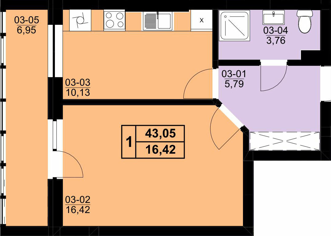 1-кімнатна 43.05 м² в ЖК Resident Hall від 22 300 грн/м², Львів