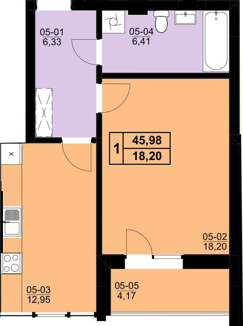 1-кімнатна 45.98 м² в ЖК Resident Hall від 22 300 грн/м², Львів