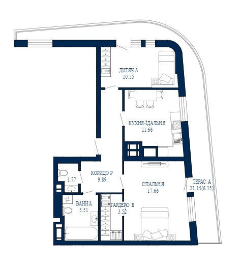 2-комнатная 66.91 м² в ЖК Viking Park от 27 650 грн/м², Львов