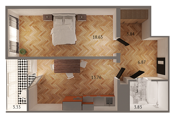 1-кімнатна 50.28 м² в ЖК Вільне Місто від 21 600 грн/м², Львів