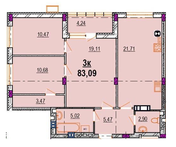 3-комнатная 83.09 м² в ЖК Родинний маєток от 25 000 грн/м², Винница
