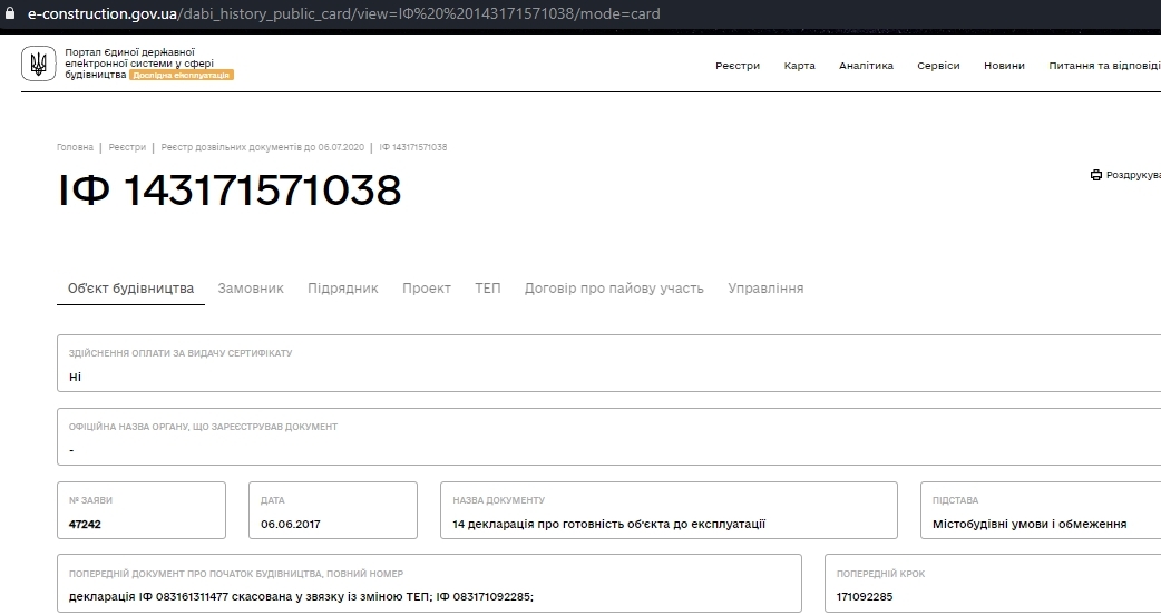 Сертифікат про готовність Дом, ЖК на вул. Довга, 20В