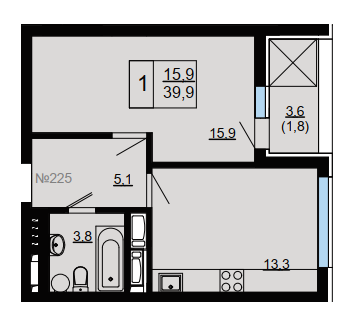 1-комнатная 39.9 м² в ЖК Paradise Avenue от 20 000 грн/м², с. Крюковщина