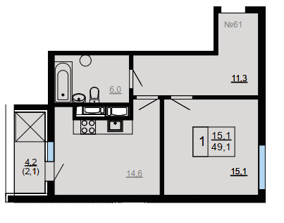 1-комнатная 49.1 м² в ЖК Paradise Avenue от 29 000 грн/м², с. Крюковщина