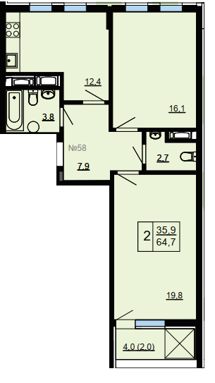2-кімнатна 64.7 м² в ЖК Paradise Avenue від 28 000 грн/м², с. Крюківщина