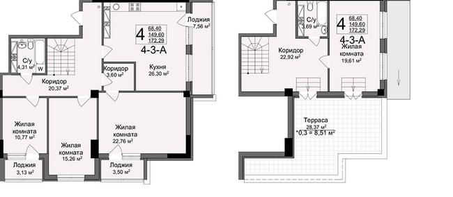 Двухуровневая 172.29 м² в ЖК Люксембург от 46 000 грн/м², Харьков